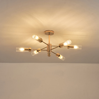 LÁMPARA COLGANTE METAL-VIDRIO 6 LUCES 6xE14 MAX 8W Ø830x330mm ORO FRANCÉS ARTE ILLUMINA VINY