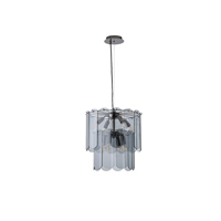 LÁMPARA DE TECHO COLGANTE METAL-VIDRIO 8xΕ14 Μax 8W Ø420x1500mm NEGRO ARTE ILLUMINA MIRA