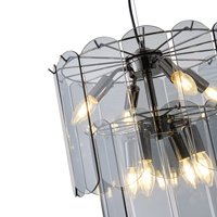 LÁMPARA DE TECHO COLGANTE METAL-VIDRIO 8xΕ14 Μax 8W Ø420x1500mm NEGRO ARTE ILLUMINA MIRA
