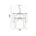 LÁMPARA DE TECHO COLGANTE METAL-VIDRIO 8xΕ14 Μax 8W Ø420x1500mm NEGRO ARTE ILLUMINA MIRA