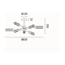 LÁMPARA DE TECHO COLGANTE METAL-VIDRIO 6 LUCES 6xE14 MAX 8W Ø830x330mm ARTE ILLUMINA VINY