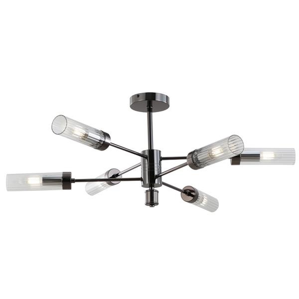 LÁMPARA DE TECHO COLGANTE METAL-VIDRIO 6 LUCES 6xE14 MAX 8W Ø830x330mm ARTE ILLUMINA VINY