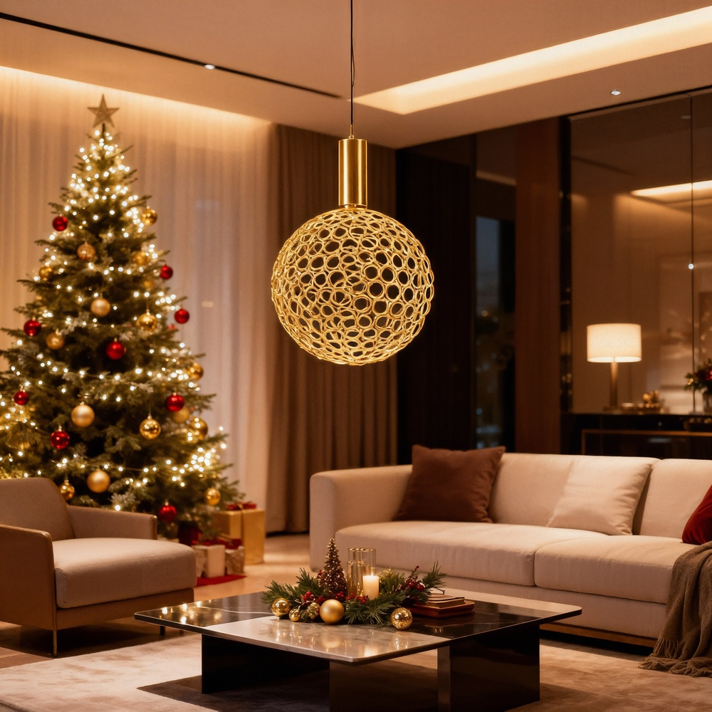 LÁMPARA DE TECHO COLGANTE BOLA LED 6.3W 648lm 3000K Ø250x1388mm ARTE ILLUMINA PERFORATO