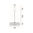 LÁMPARA DE TECHO COLGANTE LED 10W 1080lm 3000K Ø350x1390mm ARTE ILLUMINA PERFORATO