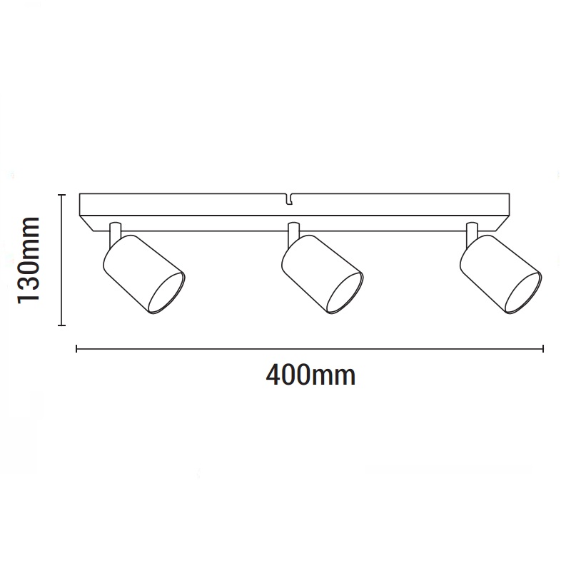FOCO 3 LUCES 3xGU10 Máx. 7W 400x60x130mm BLANCO ARTE ILLUMINA BRAVA