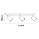 FOCO 3 LUCES 3xGU10 Máx. 7W 400x60x130mm BLANCO ARTE ILLUMINA BRAVA
