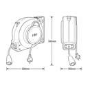 ENROLLADOR DE CABLE DE PARED IP20 3x1,5mm 8+2m, RETRÁCTIL, CON PROTECCIÓN CONTRA SOBRECALENTAMIENTO
