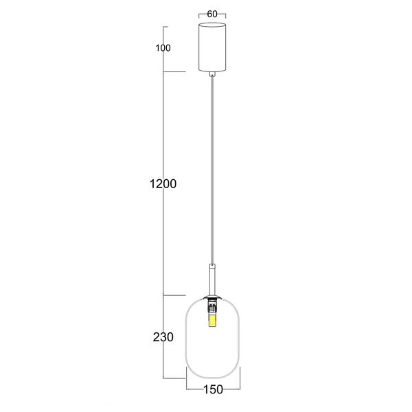 LÁMPARA DE TECHO COLGANTE CRISTAL 1xE27 MÁX. 15W 150x230mm ARTE ILLUMINA CANDY