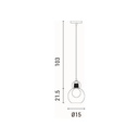 LÁMPARA DE TECHO COLGANTE DE CRISTAL 1xE27 150×1240mm NEGRO ARTE ILLUMINA AURELIA