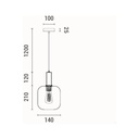 LÁMPARA DE TECHO COLGANTE CRISTAL GOFRADO 1xE27MAX 15W 200x210mmX160CM ARTE ILLUMINA TOPACIO