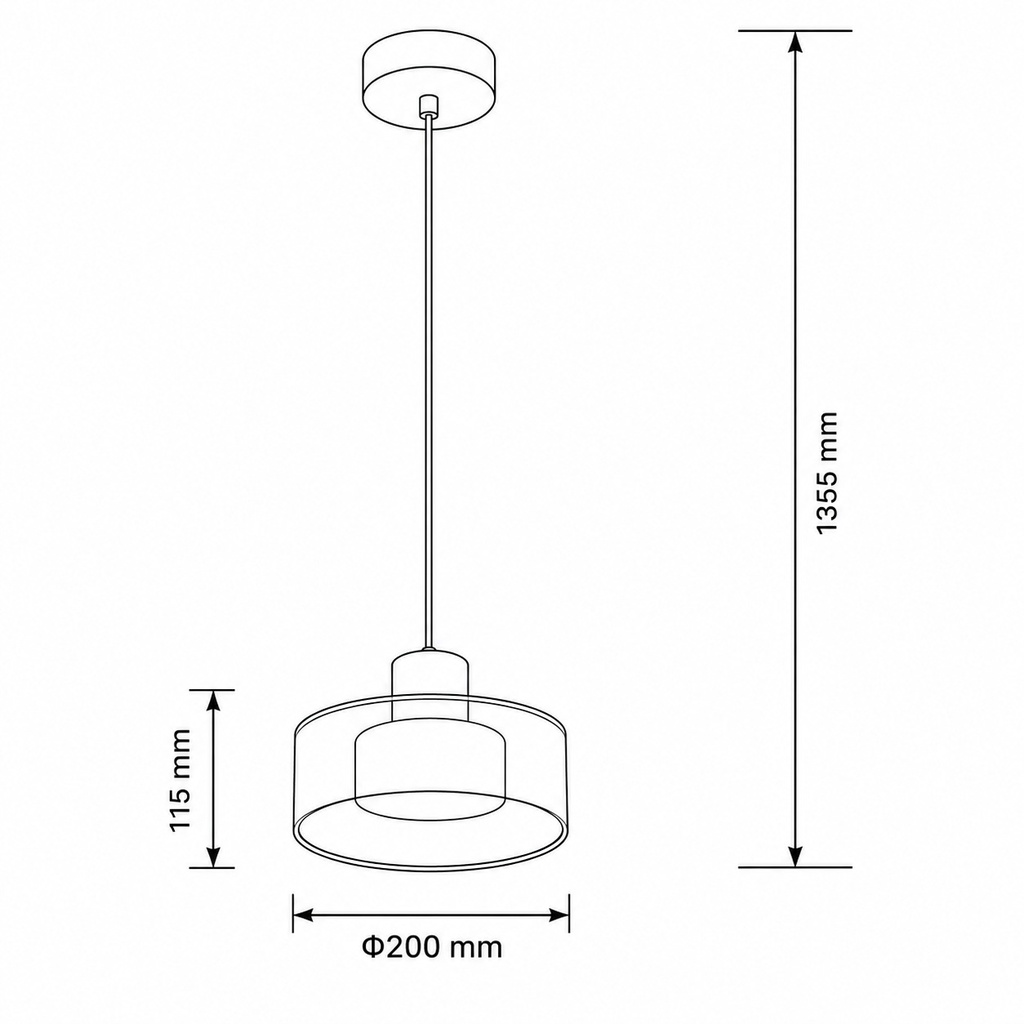 LÁMPARA DE TECHO COLGANTE METÁLICAS 8W 624lm 3000K 200x115mm ARTE ILLUMINA NIMBUS