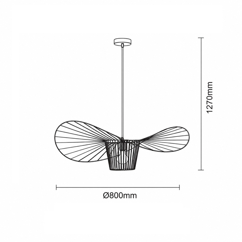 LÁMPARA DE TECHO COLGANTE DE METAL 1xΕ27 MAX15W 800x800x1270mm NEGRO ARTE ILLUMINA CAP