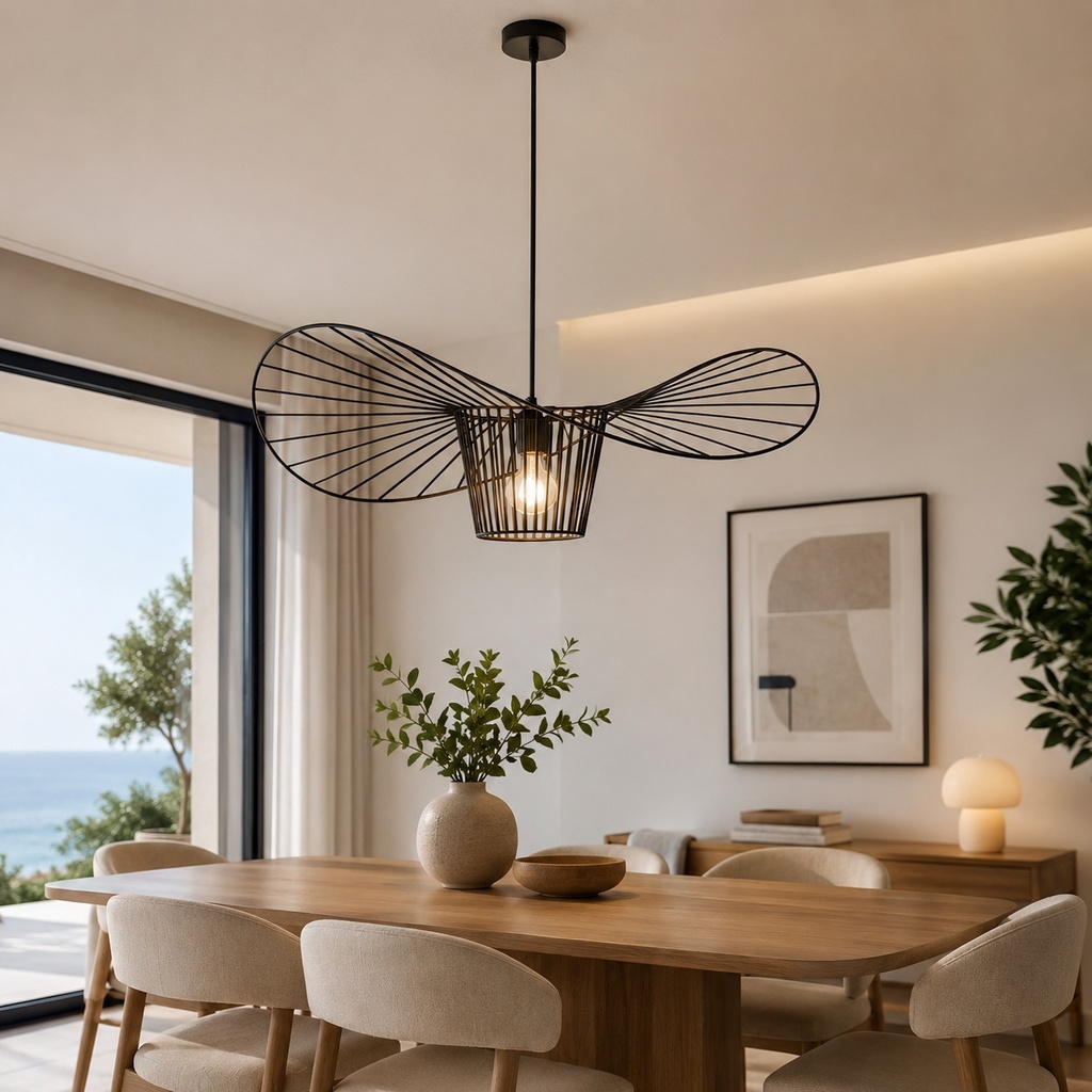 LÁMPARA DE TECHO COLGANTE DE METAL 1xΕ27 MAX15W 800x800x1270mm NEGRO ARTE ILLUMINA CAP