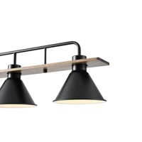 LÁMPARA DE TECHO COLGANTE MADERA-METAL 4 LUCES 4xE27 MAX 15W 1030x180x865mm NEGRO ARTE ILLUMINA CONO
