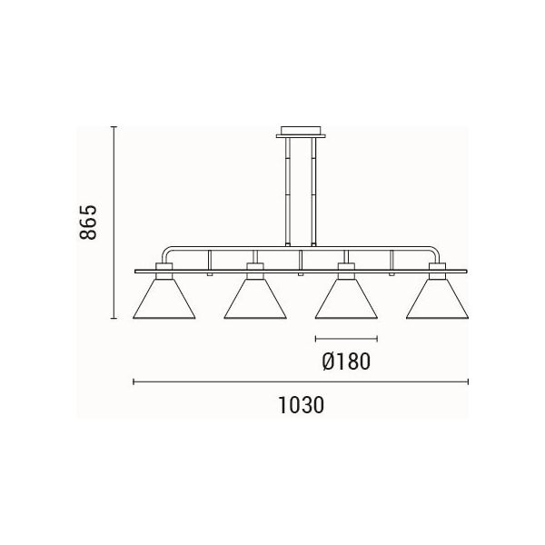LÁMPARA DE TECHO COLGANTE MADERA-METAL 4 LUCES 4xE27 MAX 15W 1030x180x865mm NEGRO ARTE ILLUMINA CONO