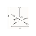LÁMPARA DE TECHO COLGANTE MADERA-METAL 6 LUCES 6xE27 MÁX 15W 850x850x1540mm NEGRO ARTE ILLUMINA EDISON