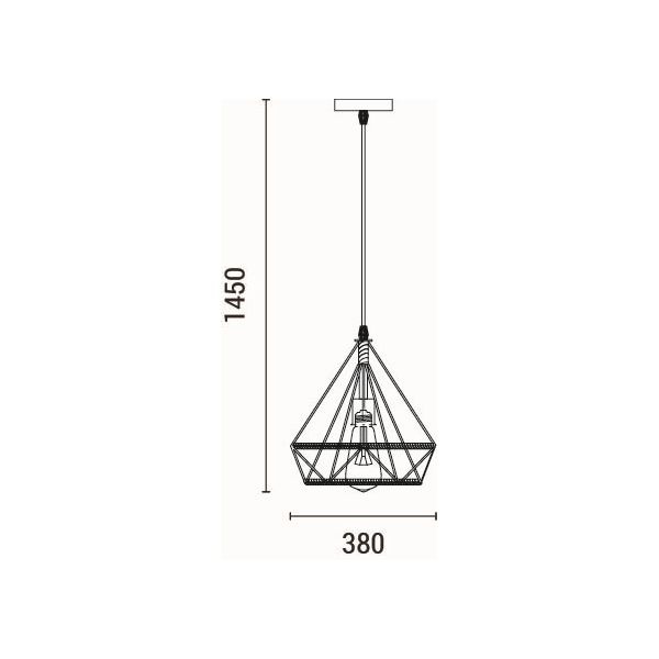 LÁMPARA DE TECHO COLGANTE CUERDA-METAL Ε27 MAX 15W 380x380x1450mm NEGRO-CAQUI ARTE ILLUMINA HELIOS