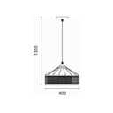 LÁMPARA DE TECHO COLGANTE CUERDA-METAL Ε27 MAX 15W 400x1300mm NEGRO-CAQUI ARTE ILLUMINA HELIOS