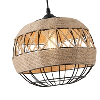 LÁMPARA DE TECHO COLGANTE CUERDA-METAL Ε27 MAX 15W 300x300x1370mm NEGRO-CAQUI ARTE ILLUMINA HELIOS