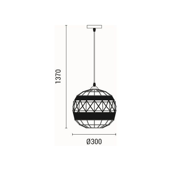 LÁMPARA DE TECHO COLGANTE CUERDA-METAL Ε27 MAX 15W 300x300x1370mm NEGRO-CAQUI ARTE ILLUMINA HELIOS