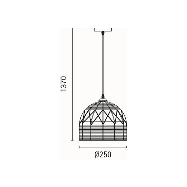 LÁMPARA DE TECHO COLGANTE CUERDA-METAL Ε27 MAX 15W 250x250x1290mm NEGRO-CAQUI ARTE ILLUMINA HELIOS