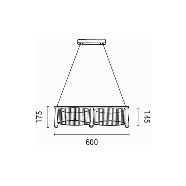 LÁMPARA COLGANTE ACRÍLICO LED 2 LUCES LED 2Χ16W 3024lm 3000K 600x270x175mm ORO FRANCÉS ARTE ILLUMINA RAVENA