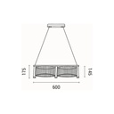LÁMPARA COLGANTE ACRÍLICO LED 2 LUCES LED 2Χ16W 3024lm 3000K 600x270x175mm ORO FRANCÉS ARTE ILLUMINA RAVENA