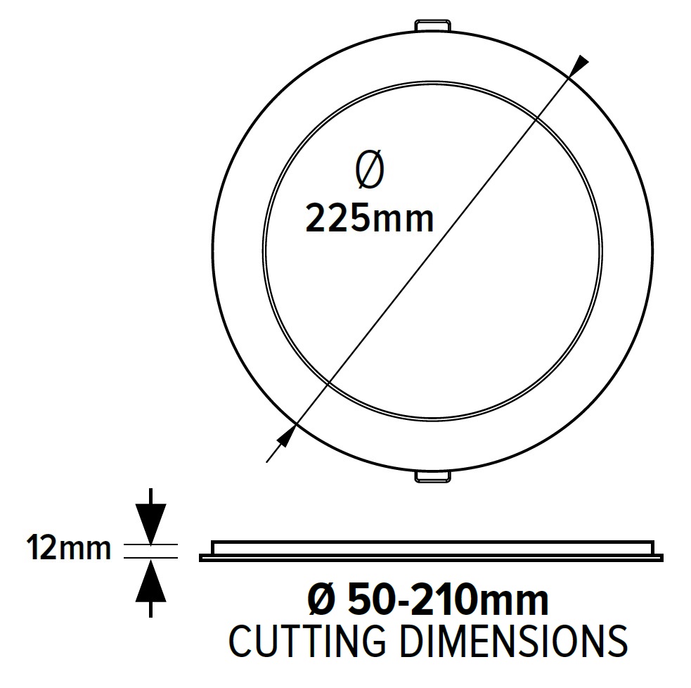 DOWNLIGHT LED EMPOTRADO SLIM CORTE AJUSTABLE Ø50-210mm 20W BLANCO EUROLAMP