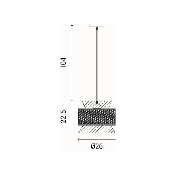 LÁMPARA DE TECHO COLGANTE TELA 1xE27 MAX 15W 260x1260mm BEIGE-BLANCO MATE ARTE ILLUMINA ISLA