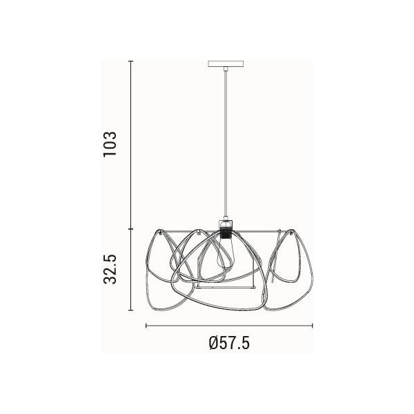 LÁMPARA COLGANTE RATÁN 1xE27 MAX 15W 390×1270mm MARRÓN-NEGRO ARTE ILLUMINA KAI