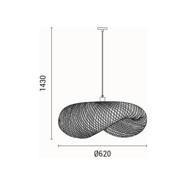 LÁMPARA DE TECHO COLGANTE BAMBÚ 1xE27 MAX 40W 430x430x220mm ARTE ILLUMINA LAGOON