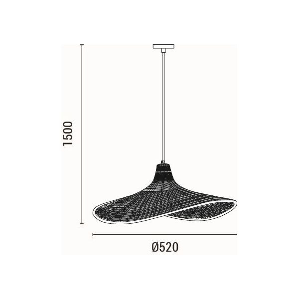 LÁMPARA DE TECHO  COLGANTE BAMBÚ 1xE27 MAX 40W 520x435x270mm ARTE ILLUMINA VISOR