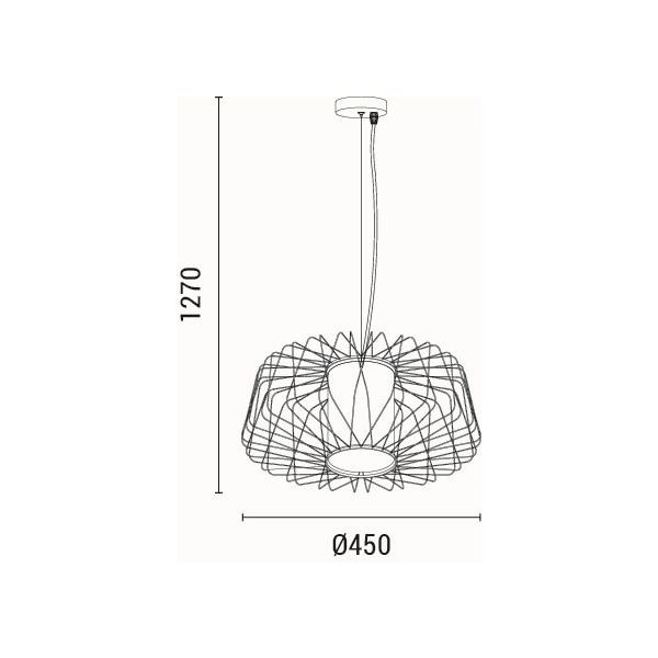 LÁMPARA DE TECHO COLGANTE METAL 1xE27 MAX 15W Ø450x1520mm NEGRO ARTE ILLUMINA AIRY