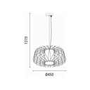 LÁMPARA DE TECHO COLGANTE METAL 1xE27 MAX 15W Ø450x1520mm NEGRO ARTE ILLUMINA AIRY