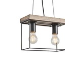 LÁMPARA DE TECHO COLGANTE MADERA-METAL 2xE27 MAX 15W 300x125x1230mm NEGRO-MARRÓN ARTE ILLUMINA MULTIPLA