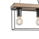 LÁMPARA DE TECHO COLGANTE MADERA-METAL 3 LUCES 3xE27 MAX 15W 480x125x1230mm NEGRO-MARRÓN ARTE ILLUMINA MULTIPLA