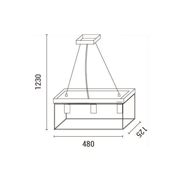 LÁMPARA DE TECHO COLGANTE MADERA-METAL 3 LUCES 3xE27 MAX 15W 480x125x1230mm NEGRO-MARRÓN ARTE ILLUMINA MULTIPLA