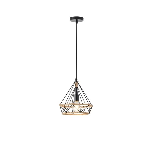 LÁMPARA DE TECHO COLGANTE CUERDA-METAL E27 MAX 15W 250x250x1320 NEGRO-CAQUI ARTE ILLUMINA FLARE