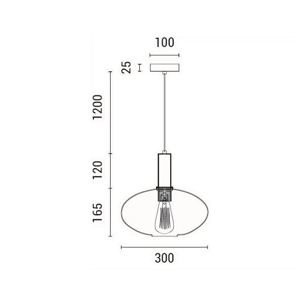 LÁMPARA DE TECHO COLGANTE DE CRISTAL REPUJADO 1xΕ27 MÁX 15W Ø300mm ARTE ILLUMINA TOPACIO