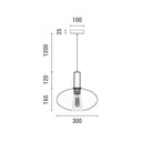 LÁMPARA DE TECHO COLGANTE DE CRISTAL REPUJADO 1xΕ27 MÁX 15W Ø300mm ARTE ILLUMINA TOPACIO