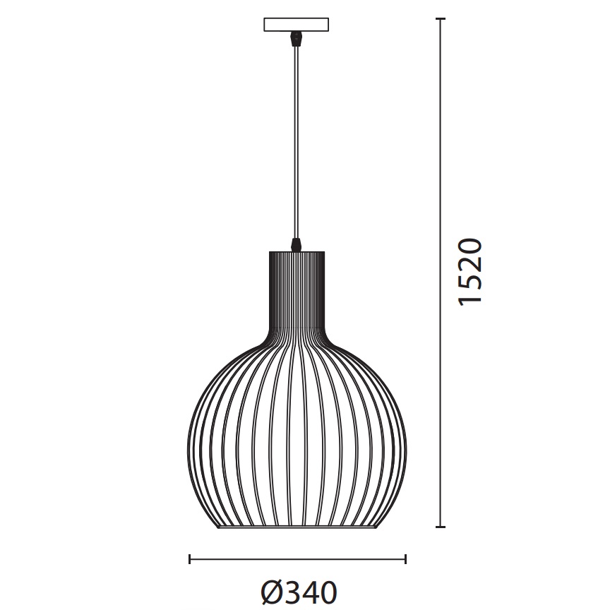 LÁMPARA DE TECHO COLGANTE METAL 1xE27 MAX 15W Ø340x1520mm NEGRO ARTE ILLUMINA AIRY