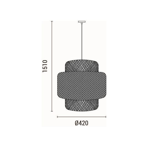 LÁMPARA DE TECHO COLGANTE BAMBÚ 1xE27 MÁX. 15W 400x400x1280mm ARTE ILLUMINA AVRA