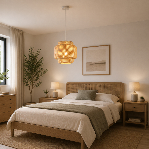 LÁMPARA DE TECHO COLGANTE BAMBÚ 1xE27 MÁX. 15W 400x400x1280mm ARTE ILLUMINA AVRA