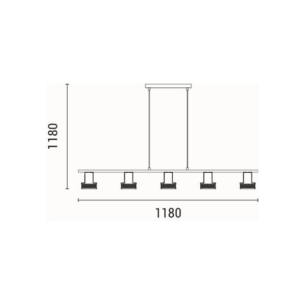 LÁMPARA DE TECHO CINCO LUCES E27 MÁX. 15W 1180x100x1180mm NEGRO CON MALLA ARTE ILLUMINA  SOLUN