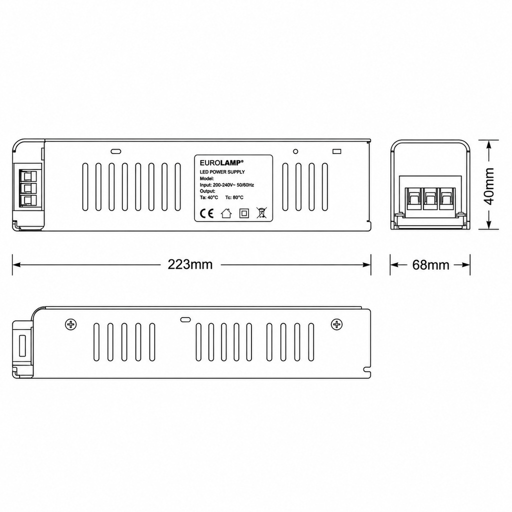 DRIVER METALICO SLIM PARA TIRA LED 24V DC 250W IP20 PLUS