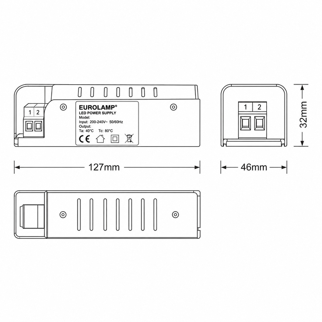 DRIVER METALICO SLIM PARA TIRA LED 24V DC 60W IP20 PLUS