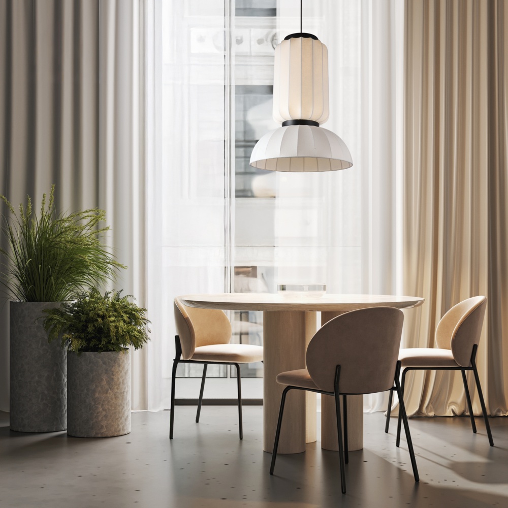 LÁMPARA DE TECHO COLGANTE TYVEK - METAL, 2xE27, MÁXIMO 15W, D460x680mm, BLANCO, ARTE ILLUMINA LICHNOS