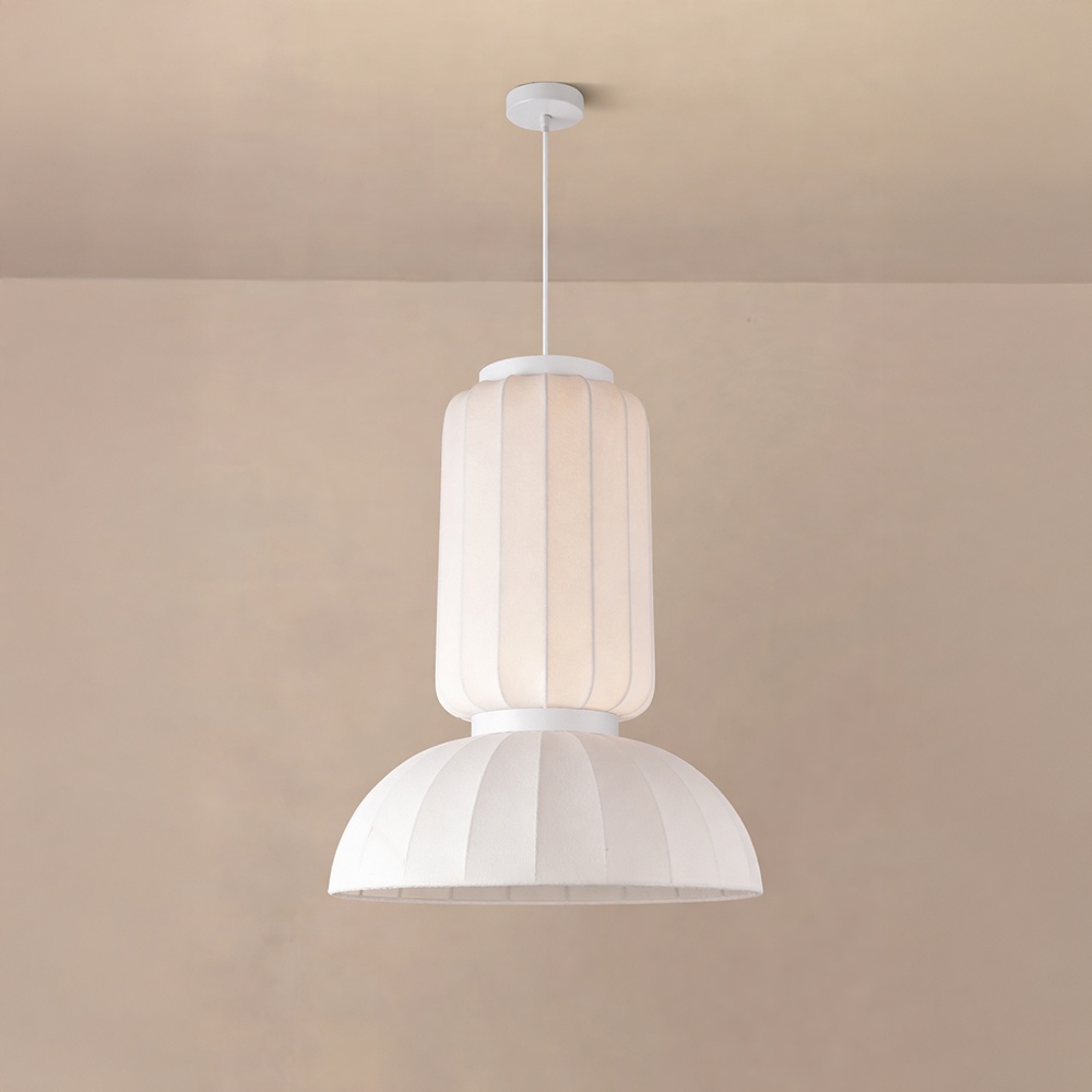 LÁMPARA DE TECHO COLGANTE TYVEK - METAL, 2xE27, MÁXIMO 15W, D460x680mm, BLANCO, ARTE ILLUMINA LICHNOS