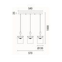 LÁMPARA DE TECHO COLGANTE DE TELA  3xE14 MAX 15W 570x130x1000mm ARTE ILLUMINA VERONA