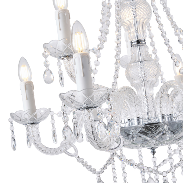 LÁMPARA DE TECHO COLGANTE METAL-VIDRIO TRANSPARENTE 9xE14 MAX 15W 710x1750mm BLANCO ARTE ILLUMINA KRISTALLO
